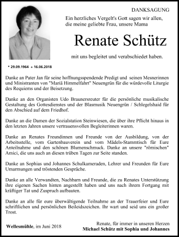Anzeige von Renate Schütz von MGO
