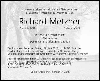 Anzeige von Richard Metzner von MGO