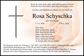 Anzeige von Rosa Schyschka von MGO
