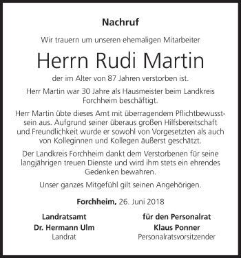 Anzeige von Rudi Martin von MGO