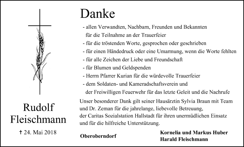  Traueranzeige für Rudolf Fleischmann vom 09.06.2018 aus MGO