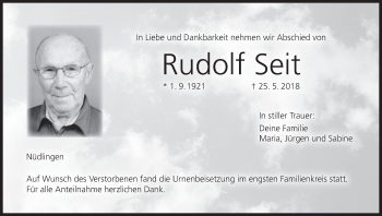 Anzeige von Rudolf Seit von MGO