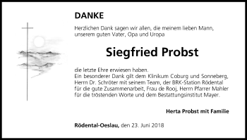 Anzeige von Siegfried Probst von MGO
