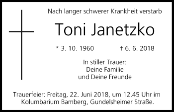 Anzeige von Toni Janetzko von MGO