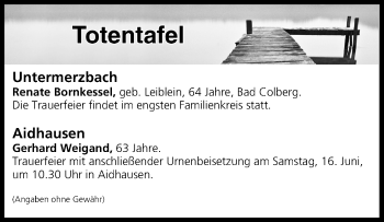 Anzeige von Totentafel vom 14.06.2018 von MGO