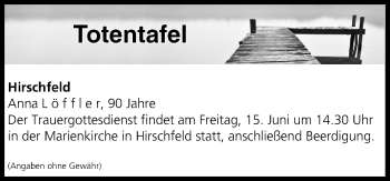 Anzeige von Totentafel vom 15.06.2018 von MGO