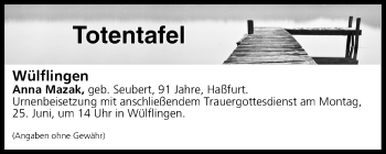 Anzeige von Totentafel vom 23.06.2018 von MGO