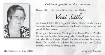 Anzeige von Vroni Sittler von MGO