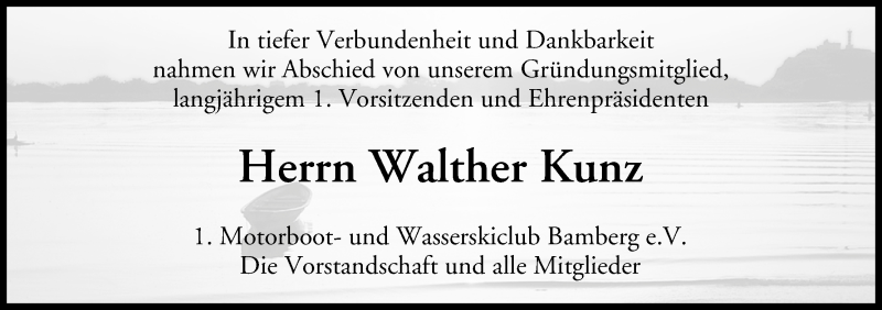  Traueranzeige für Walther Kunz vom 16.06.2018 aus MGO