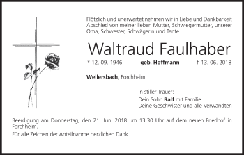 Anzeige von Waltraud Faulhaber von MGO