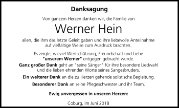 Anzeige von Werner Hein von MGO