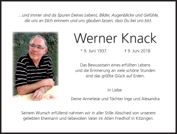 Anzeige von Werner Knack von MGO