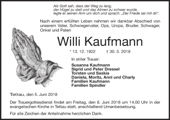 Anzeige von Willi Kaufmann von MGO