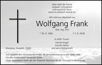 Anzeige von Wolfgang Frank von MGO