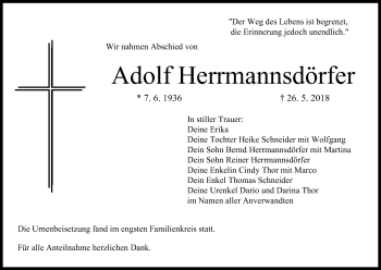 Anzeige von Adolf Herrmannsdörfer von MGO