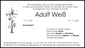 Anzeige von Adolf Weiß von MGO