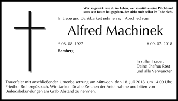 Anzeige von Alfred Machinek von MGO