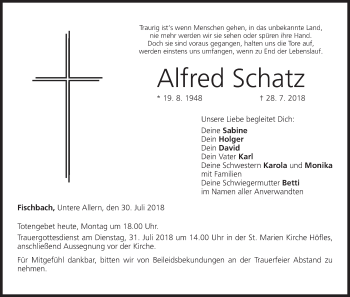 Anzeige von Alfred Schatz von MGO