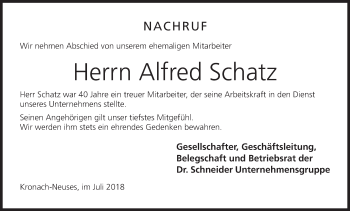 Anzeige von Alfred Schatz von MGO