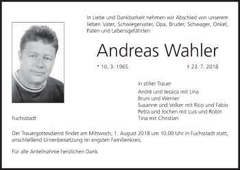 Anzeige von Andreas Wahler von MGO