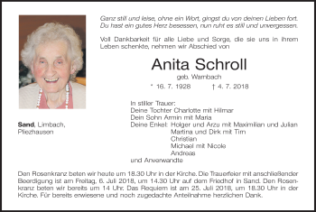 Anzeige von Anita Schroll von MGO