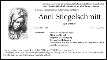 Anzeige von Anni Stiegelschmitt von MGO