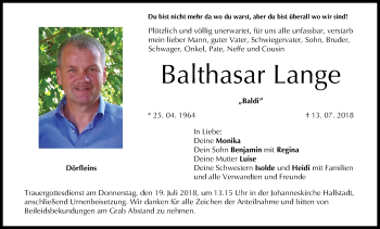 Anzeige von Balthasar Lange von MGO