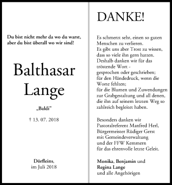 Anzeige von Balthasar Lange von MGO