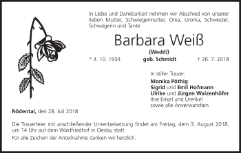 Anzeige von Barbara Weiß von MGO