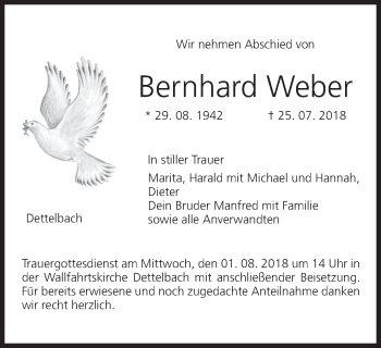 Anzeige von Bernhard Weber von MGO