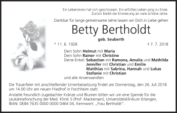 Anzeige von Betty Bertholdt von MGO