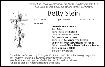 Anzeige von Betty Stein von MGO