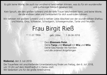Anzeige von Birgit Rieß von MGO