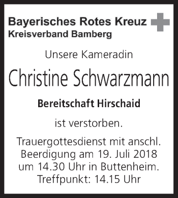 Anzeige von Christine Schwarzmann von MGO