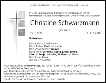 Anzeige von Christine Schwarzmann von MGO