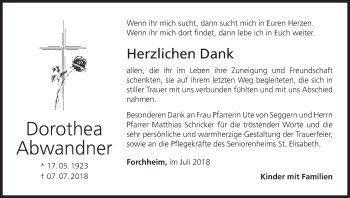 Anzeige von Dorothea Abwandner von MGO