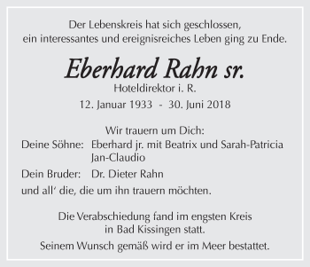 Anzeige von Eberhard Rahn von MGO