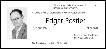 Anzeige von Edgar Postler von MGO