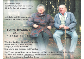 Anzeige von Edith Brönner von MGO