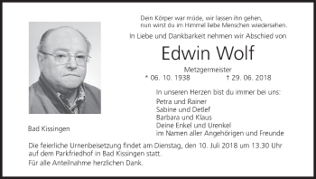 Anzeige von Edwin Wolf von MGO