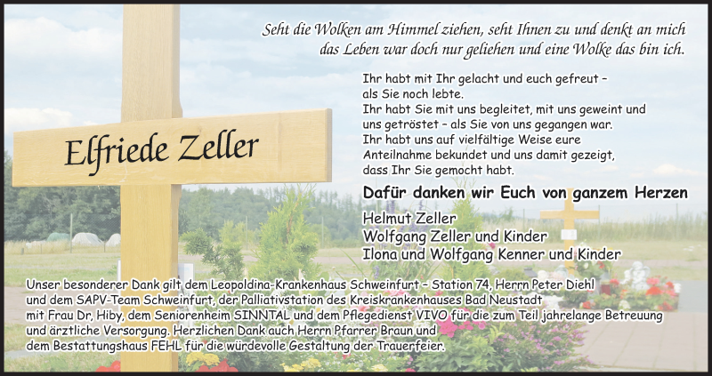  Traueranzeige für Elfriede Zeller vom 09.07.2018 aus MGO