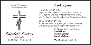 Anzeige von Elisabeth Gärtner von MGO