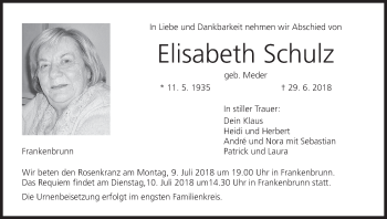 Anzeige von Elisabeth Schulz von MGO