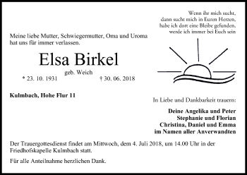 Anzeige von Elsa Birkel von MGO