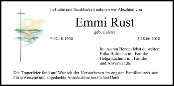 Anzeige von Emmi Rust von MGO
