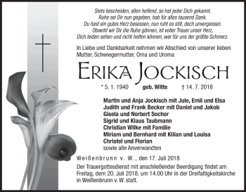 Anzeige von Erika Jockisch von MGO