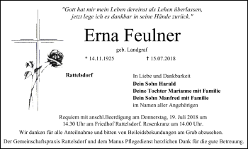 Anzeige von Erna Feulner von MGO