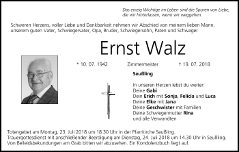 Anzeige von Ernst Walz von MGO
