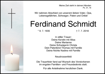 Anzeige von Ferdinand Schmidt von MGO