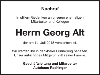 Anzeige von Georg Alt von MGO